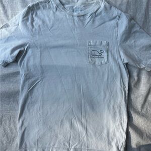 Vineyard Vines Light Blue Short Sleeve Pocket Tee with Whale Logo